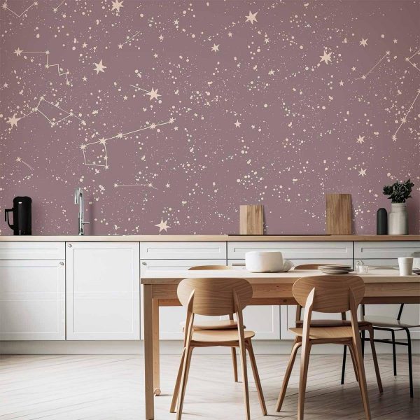 Wall Mural - Night Sky - Artistic Constellations and Stars in Pastel Shades
