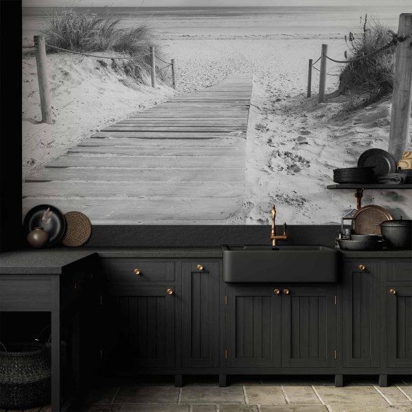 Wall Mural Wallpaper - On the beach - black and white - Image 2