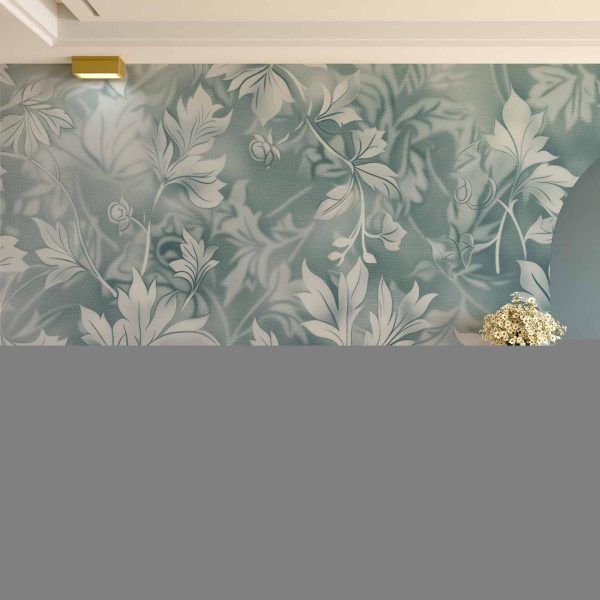 Wall Mural - Ornaments in Worn Muted Turquoises: Delicate Plant Pattern