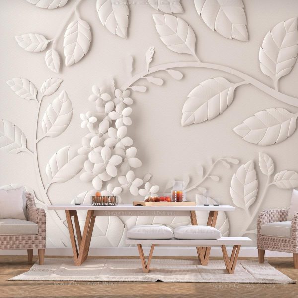 Wall Mural - Paper Flowers (Cream)