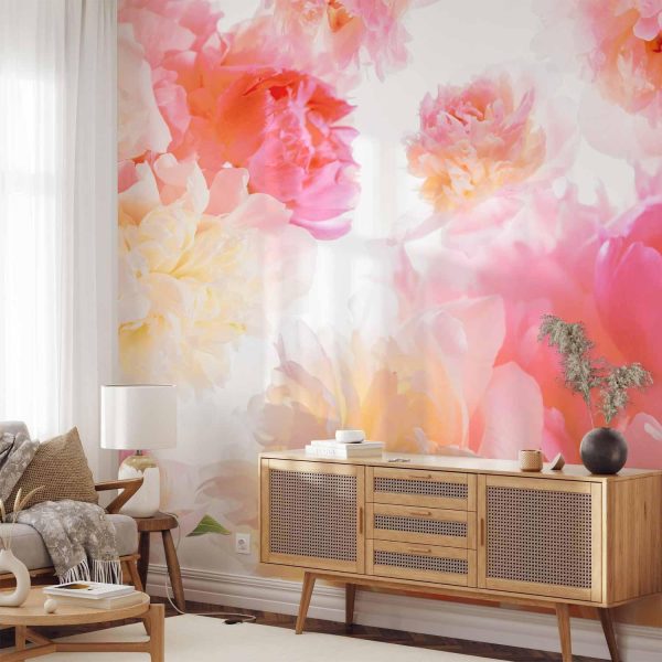 Wall Mural Wallpaper - Pastel peonies