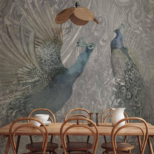Wall Mural Wallpaper - Peacocks Dancing - Second Variant - Image 2