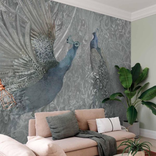 Wall Mural Wallpaper - Peacocks Dancing - Second Variant