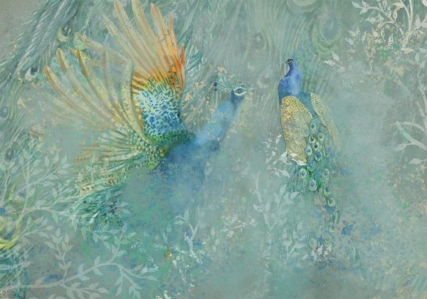 Wall Mural - Peacocks Dancing - Third Variant