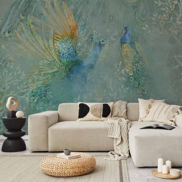 Wall Mural - Peacocks Dancing - Third Variant