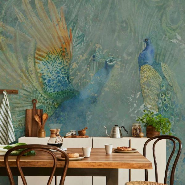 Wall Mural - Peacocks Dancing - Third Variant