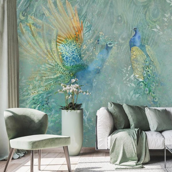 Wall Mural - Peacocks Dancing - Third Variant