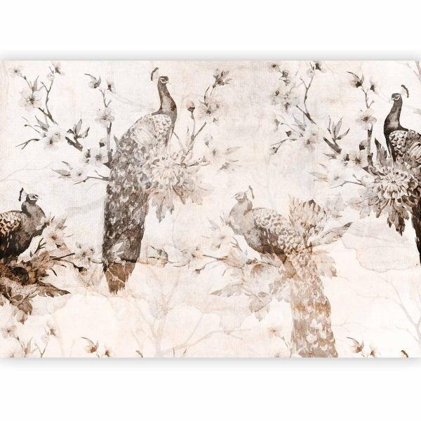 Wall Mural - Peacocks in Delicate Beige