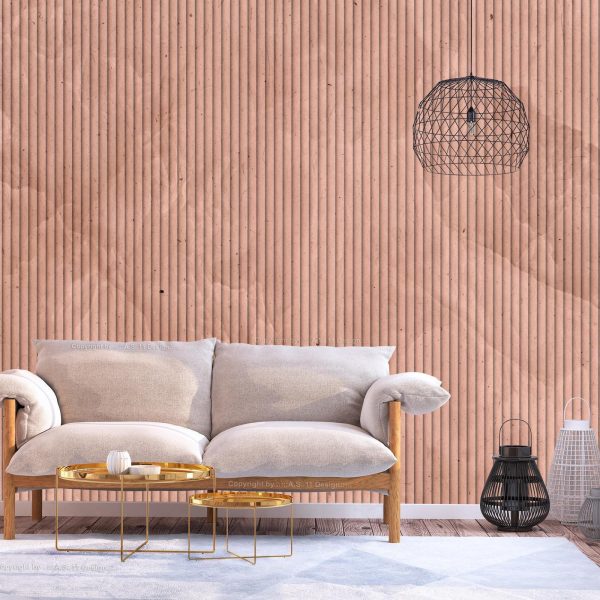Wall Mural Wallpaper - Pink reed - solid background with textured vertical stripes with pattern - Image 3