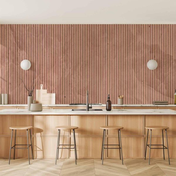 Wall Mural - Pink reed - solid background with textured vertical stripes with pattern
