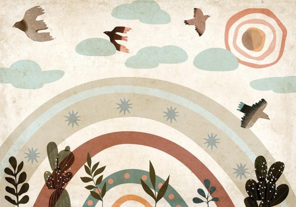 Wall Mural Wallpaper - Rainbow and Birds - Image 6