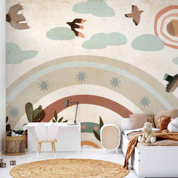 Wall Mural Wallpaper - Rainbow and Birds - Image 2