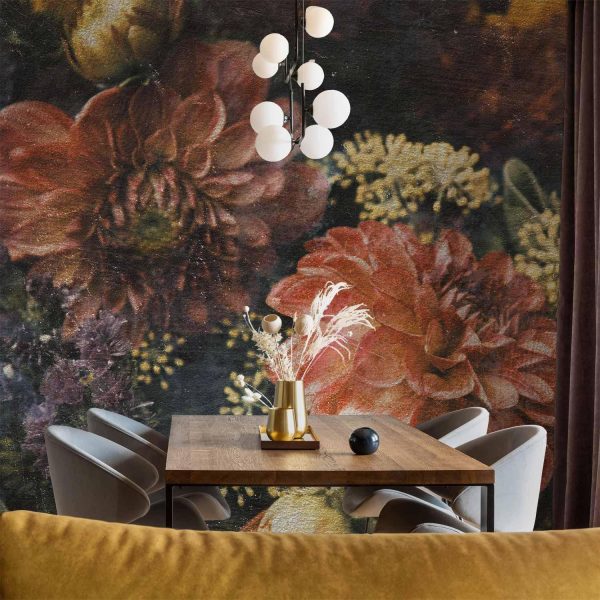 Wall Mural Wallpaper - Retro Flowers - First Variant