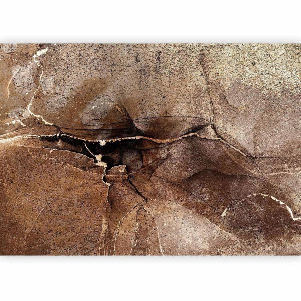 Wall Mural Wallpaper - Rock abstraction - brown and beige pattern in the style of cracked stone - Image 5