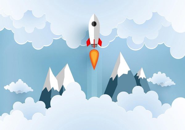Wall Mural - Rocket in the Clouds