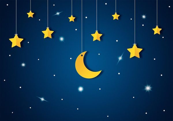 Wall Mural Wallpaper - Skyline - night sky landscape with stars and moon for children - Image 5