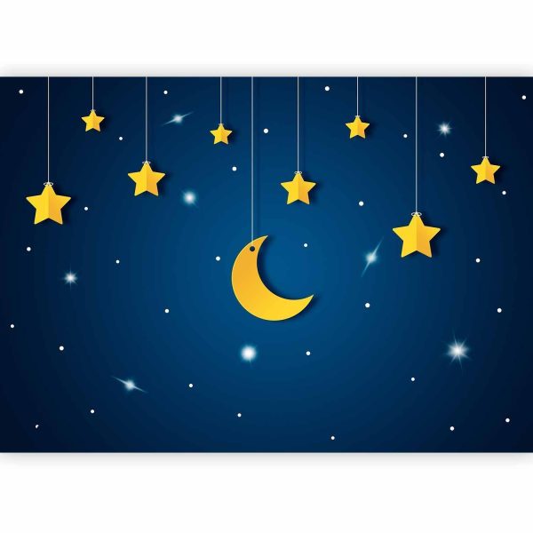Wall Mural Wallpaper - Skyline - night sky landscape with stars and moon for children - Image 4