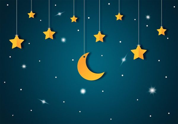 Wall Mural Wallpaper - Skyline - turquoise night sky landscape with stars for children - Image 6