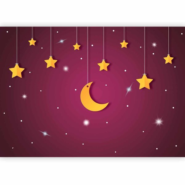 Wall Mural Wallpaper - Skyline - violet night sky landscape with stars for children - Image 5