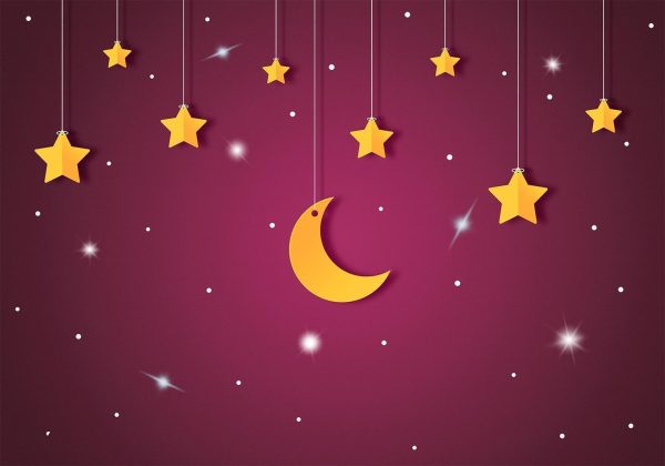 Wall Mural Wallpaper - Skyline - violet night sky landscape with stars for children - Image 6