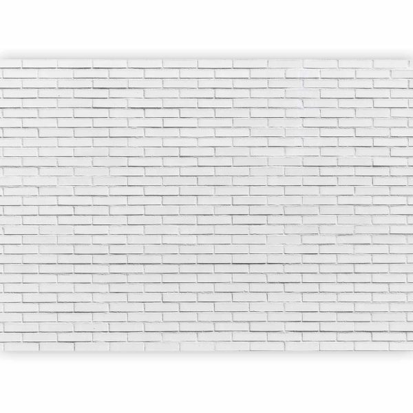 Wall Mural Wallpaper - Snow Brick - Pattern Imitating a Brick Wall in White - Image 4