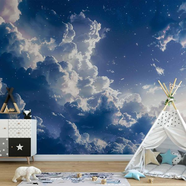 Wall Mural - Starry Clouds and Delicate Light Over a Corner of the Sky - Image 2