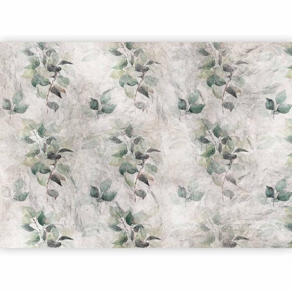 Wall Mural Wallpaper - Statue of nature - plant motif with green leaves with grey patterns - Image 4