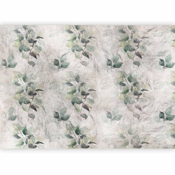 Wall Mural Wallpaper - Statue of nature - plant motif with green leaves with grey patterns - Image 5