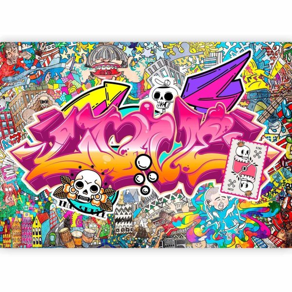 Wall Mural Wallpaper - Street art - abstract urban colour graffiti mural with lettering - Image 5