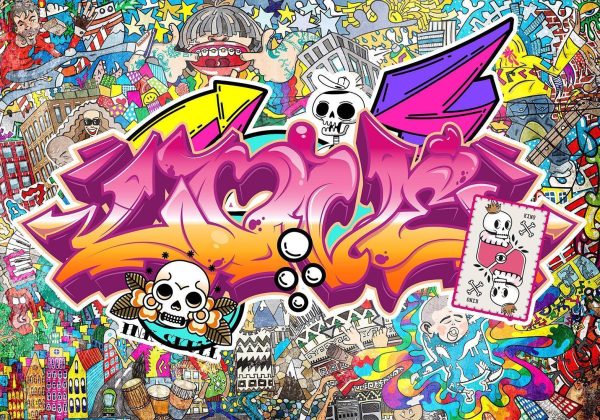 Wall Mural Wallpaper - Street art - abstract urban colour graffiti mural with lettering - Image 6