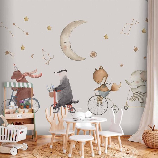 Wall Mural Wallpaper - Subtle Animals Among the Stars (Watercolour) - Image 2