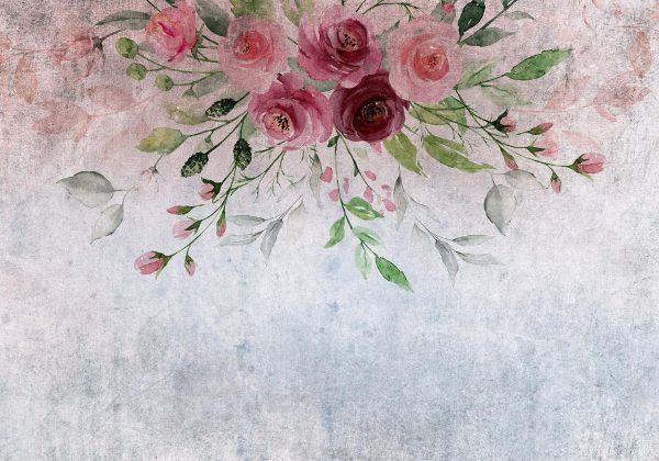 Wall Mural Wallpaper - Summer bloom - plant motif with flowers and leaves in pink tones - Image 5