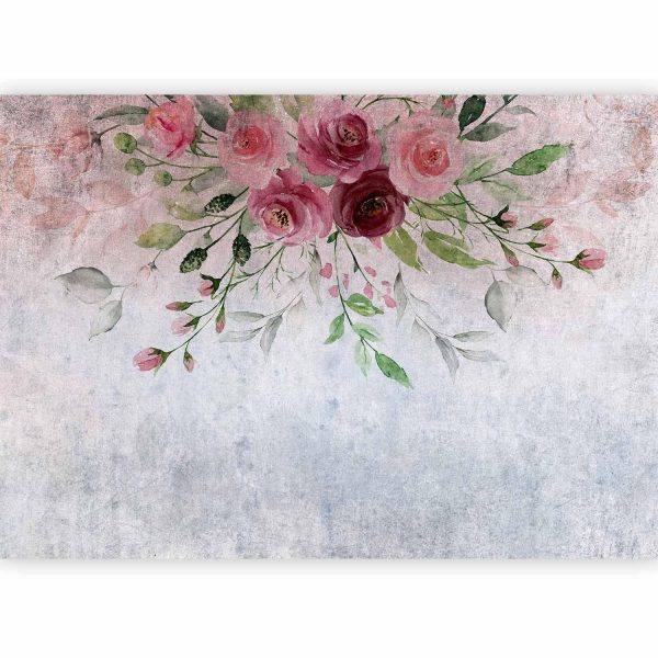 Wall Mural Wallpaper - Summer bloom - plant motif with flowers and leaves in pink tones - Image 4