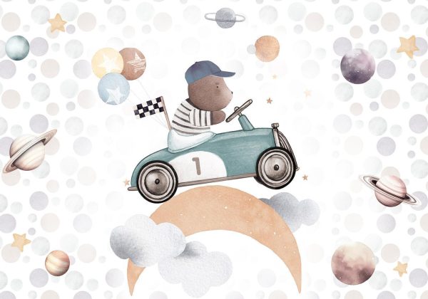 Wall Mural Wallpaper - Teddy Bear in a Racing Car - Image 6