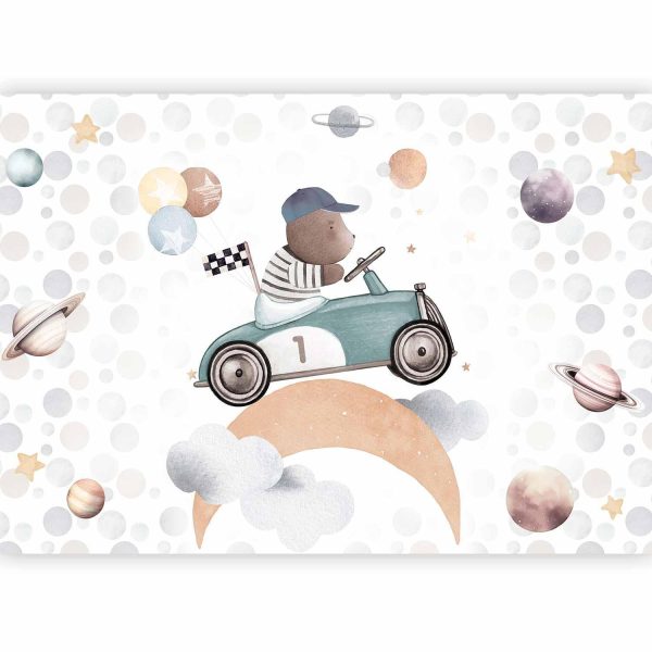 Wall Mural Wallpaper - Teddy Bear in a Racing Car