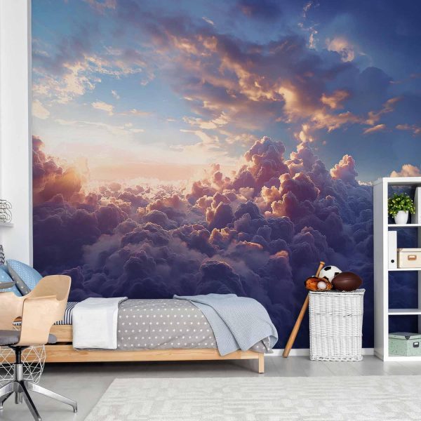 Wall Mural - The Sun in Hiding: The Golden Face of the Sky Over a Cloudy Sea - Image 2