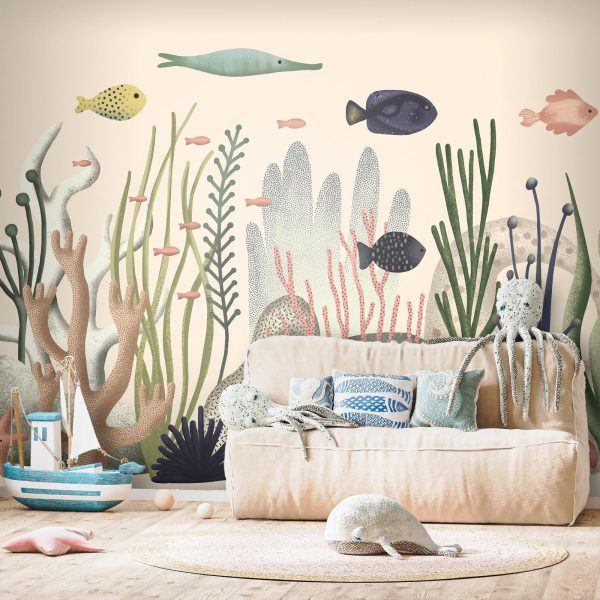 Wall Mural Wallpaper - Underwater World - Fish and Corals in Pastel Colours - Image 3