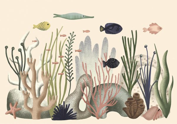 Wall Mural Wallpaper - Underwater World - Fish and Corals in Pastel Colours - Image 6