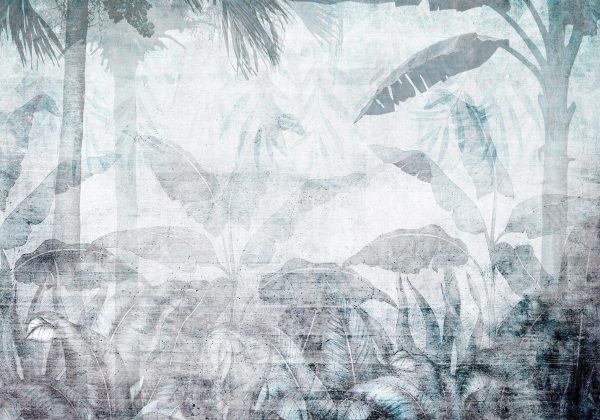 Wall Mural Wallpaper - Vanishing jungle - landscape of exotic nature in blue tones - Image 6
