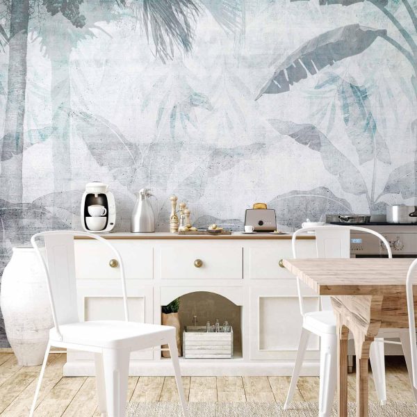Wall Mural Wallpaper - Vanishing jungle - landscape of exotic nature in blue tones - Image 2