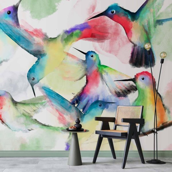 Wall Mural Wallpaper - Watercolor Birds
