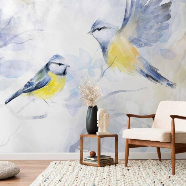 Wall Mural Wallpaper - Watercolor Tit - First Variant