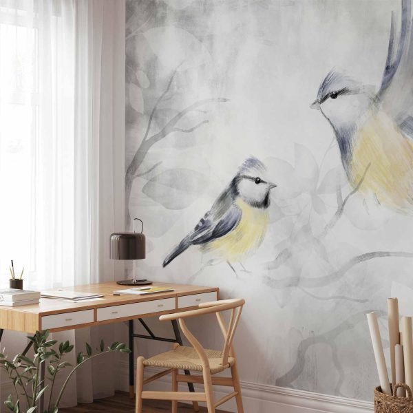 Wall Mural Wallpaper - Watercolor Tit - Second Variant
