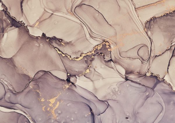 Wall Mural Wallpaper - Watercolour Abstraction - Powder Pink Marble With Gold Accents - Image 6