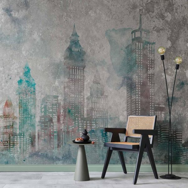 Wall Mural Wallpaper - Watercolour City