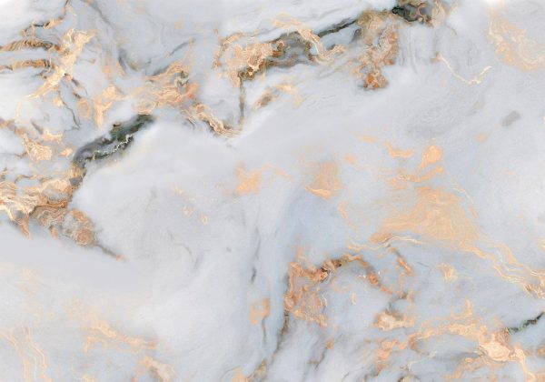 Wall Mural Wallpaper - White Stone - Elegant Marble With Golden Highlights - Image 6