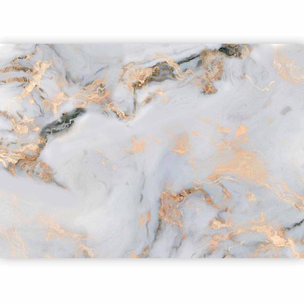 Wall Mural Wallpaper - White Stone - Elegant Marble With Golden Highlights - Image 5