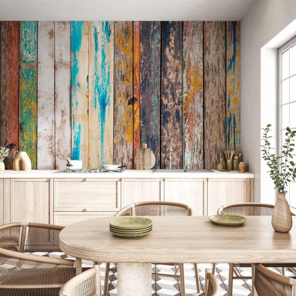 Wall Mural Wallpaper - Wooden Rainbow - Image 2
