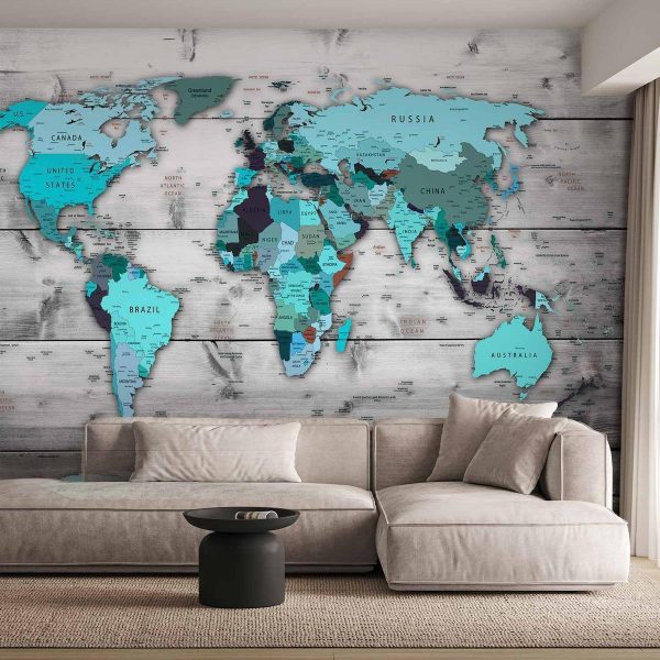 Wall Mural - World Map: Blue Continents