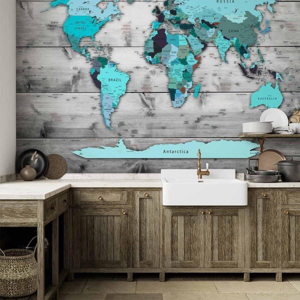Wall Mural - World Map: Blue Continents